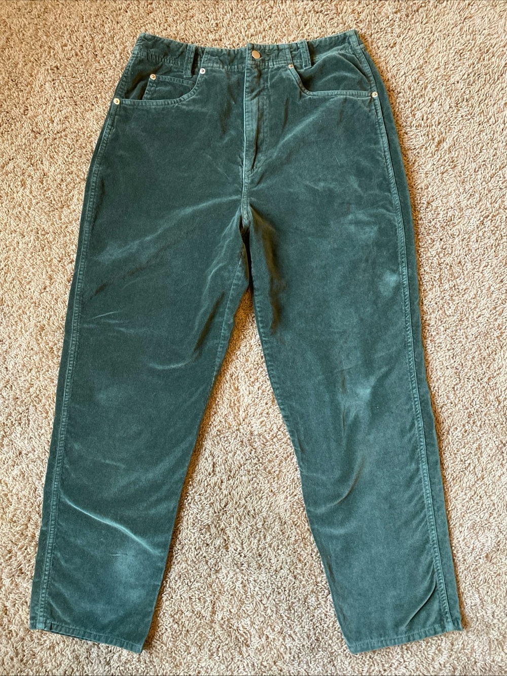 Vintage J Jill Velour Pants Womens 10 Green High Rise Flat Front 90s Festive Y2K
